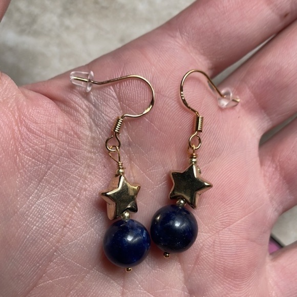 🌹 free w/purchase sterling silver lapis lazuli 9 mm gem stone 18k gold vermeil - Picture 13 of 15